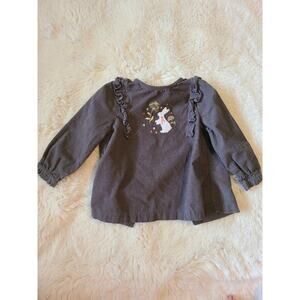 Baby Boden Gray Baby Bunny Blouse 12-18 Months